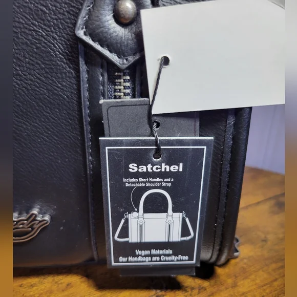 Ed Hardy women Black Satchel skull details - Picture 3 of 14